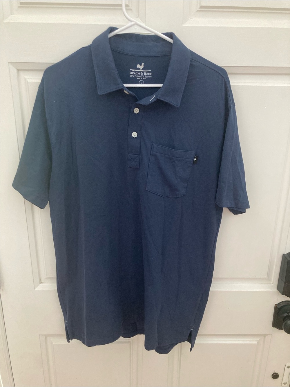 Men's Navy Short-Sleeve Polo with Chest Pocket